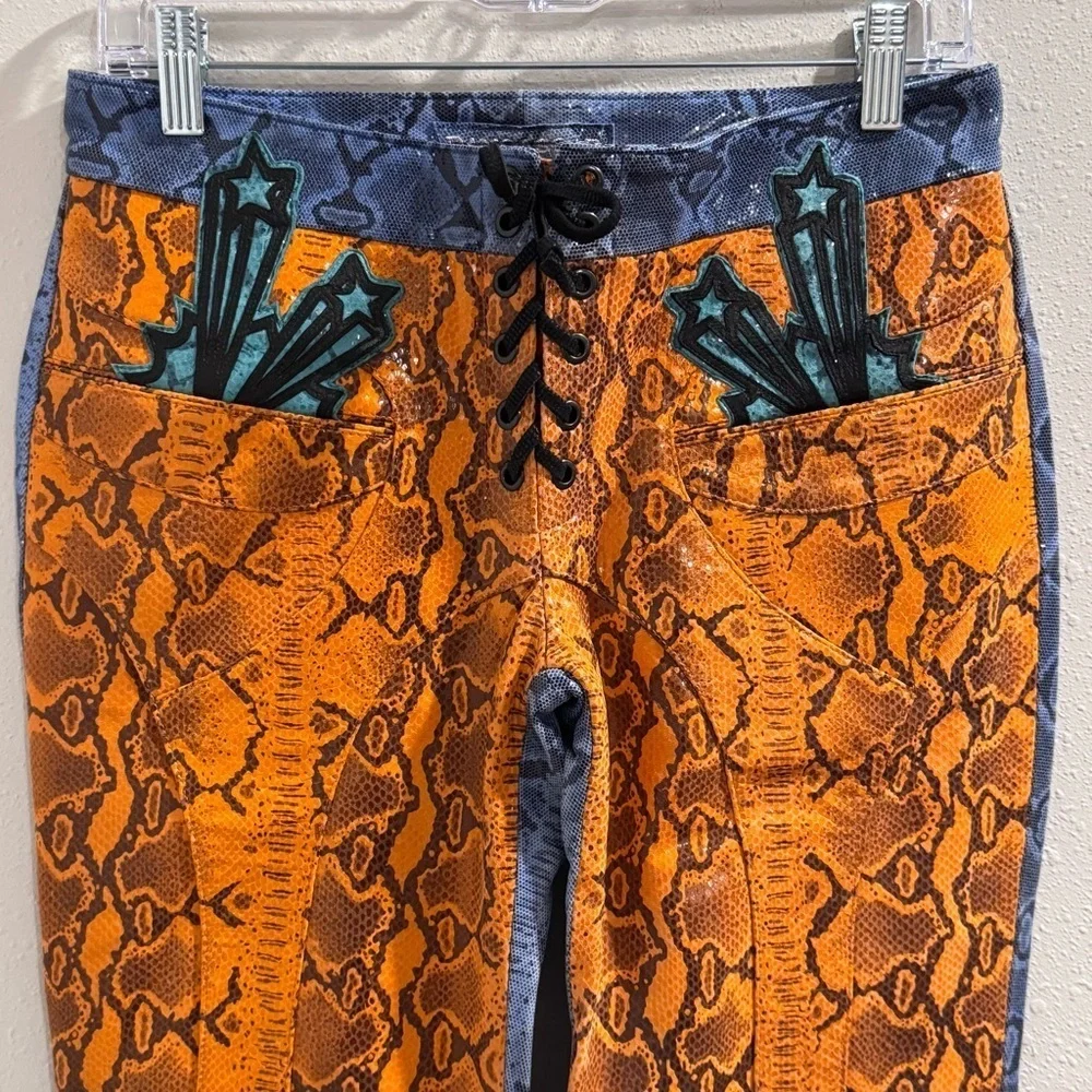 Free People x Dancassab XS Snakeskin Print Carmina Leather Pants Festival NWT